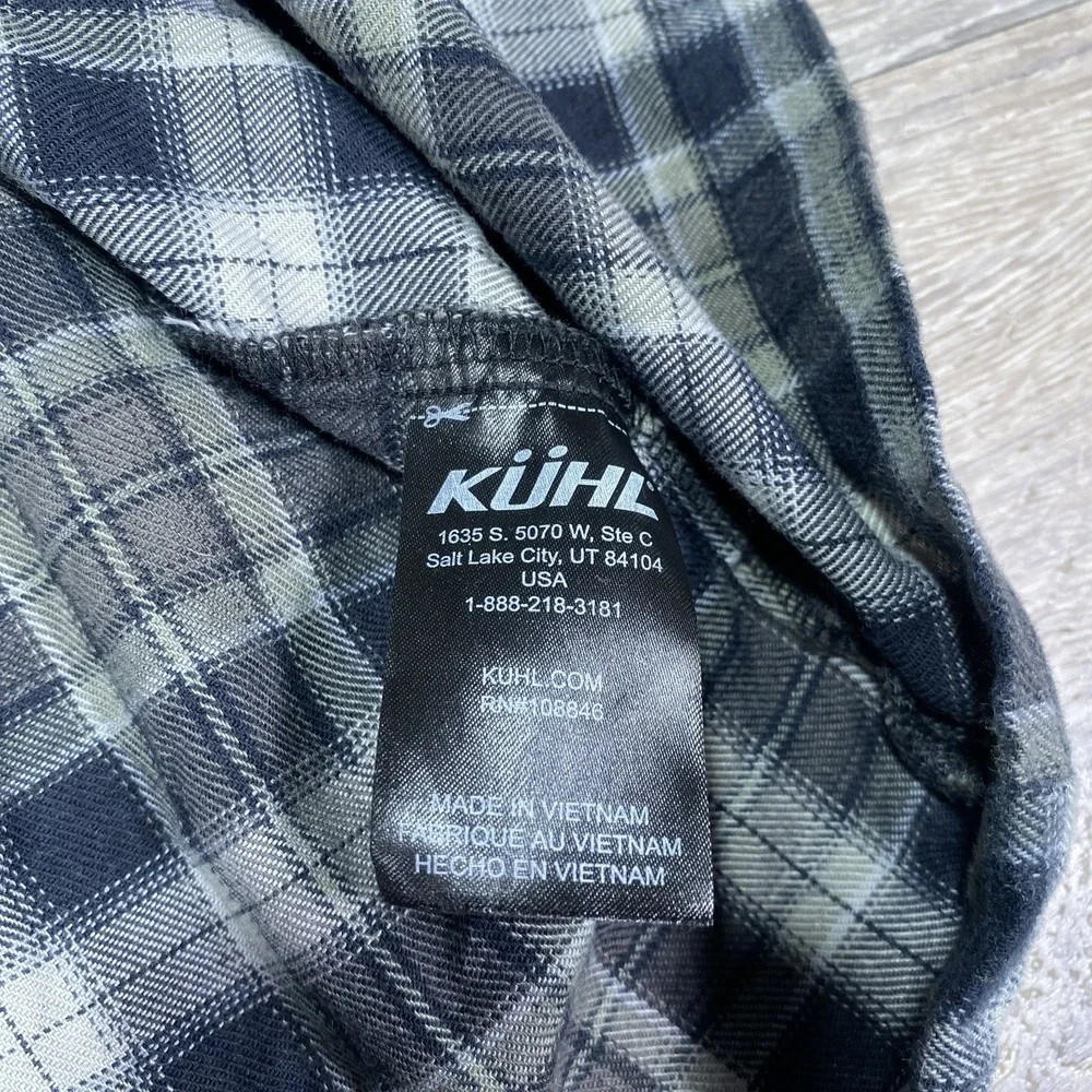 Kuhl Men's‎ Dillingr Flannel Shirt Long Sleeve Outdoor Hiking Metal Button Flap